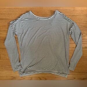 White and Black Stripe Long Sleeve Top